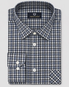Koszula Bawełniana Męska Casual w kroju Slim Fit Szara w Kratkę L503