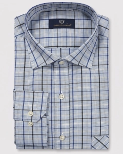 Koszula Bawełniana Męska Casual w kroju Slim Fit Niebieska w Kratkę L510