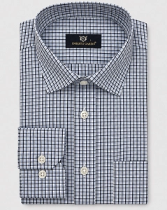 Koszula Bawełniana Męska Casual w kroju Slim Fit Niebieska w Kratkę L512
