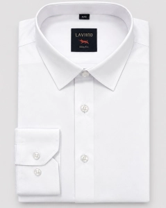 Koszula Męska Elegancka do Garnituru Slim Fit Gładka Biała Laviino L514