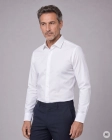 Koszula Męska Elegancka do Garnituru Slim Fit Gładka Biała Laviino