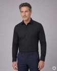 Koszula Męska Elegancka do Garnituru Slim Fit Gładka Czarna Laviino