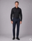 Koszula Męska Elegancka do Garnituru Slim Fit Gładka Czarna Laviino