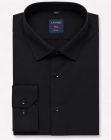 Koszula Męska Elegancka do Garnituru Slim Fit Gładka Czarna Laviino