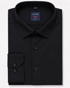 Koszula Męska Elegancka do Garnituru Slim Fit Gładka Czarna Laviino L515