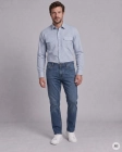 Koszula Bawełniana Męska Casual Regular Błękitna w Kratkę Laviino