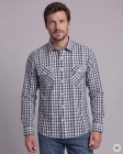 Koszula Bawełniana Męska Casual Regular Niebieska w Kratkę Laviino