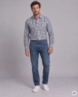 Koszula Bawełniana Męska Casual Regular Niebieska w Kratkę Laviino