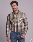 Koszula Bawełniana Męska Casual Regular Brązowa w Kratkę Laviino